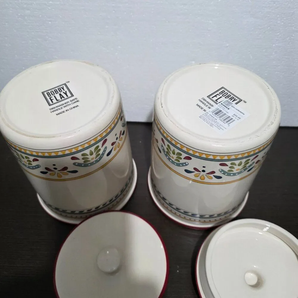 Bobby Flay Sevilla Set of 2 Canisters & Lids Painted